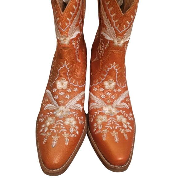 Dingo Cowboy Boots Ankle Floral Embroidered Heeled Boots 7.5 Western Country - Picture 3 of 7